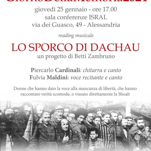 Giorno della Memoria: il 25 gennaio a Palazzo Guasco il reading musicale “Lo sporco Dachau”