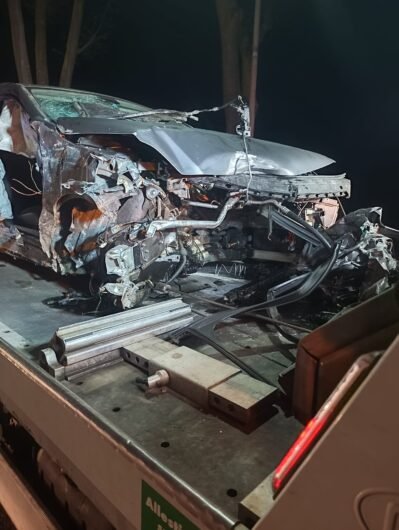 Auto distrutta dopo incidente a Castelnuovo Scrivia