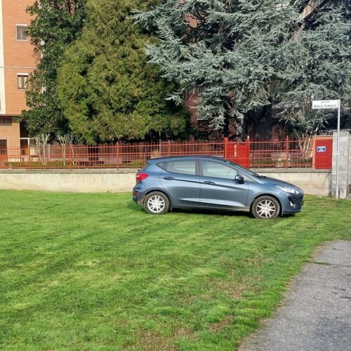 “Senso civico inesistente”: l’indignazione di un alessandrino per un’auto parcheggiata in un giardino pubblico