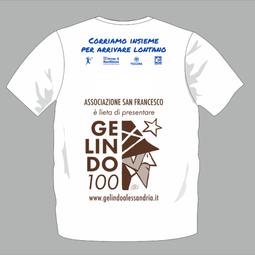 Gelindo corre alla Stralessandria con il logo di Guasco sulle magliette