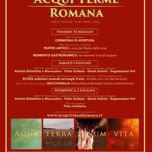 Acqui Terme Romana si farà questo weekend. Dal 31 maggio al 2 giugno incontri, spettacoli e la notte dei Bacchanalia