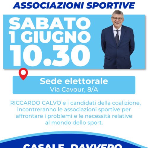 Elezioni Casale: il candidato sindaco Riccardo Calvo incontra le associazioni sportive
