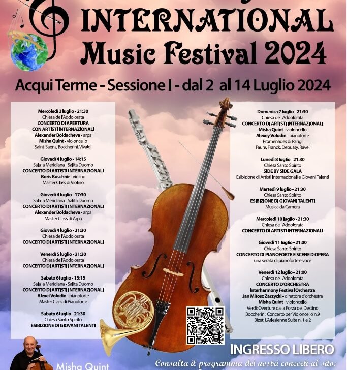 Ad Acqui torna il festival “InterHarmony”. Dal 2 luglio Master Class e concerti di artisti internazionali