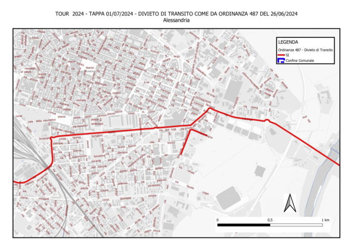 Divieti e chiusure delle vie per il passaggio del Tour de France ad Alessandria