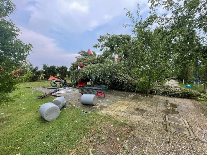 Family Park di Felizzano dopo la tromba d’aria: “Piante rotte e gazebo sradicati ma abbiamo riaperto”