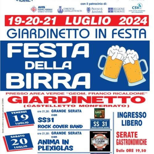 Dal 19 al 21 luglio la Festa della Birra a Giardinetto