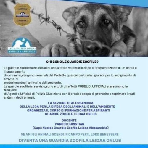 A settembre il corso per diventare guardia zoofila