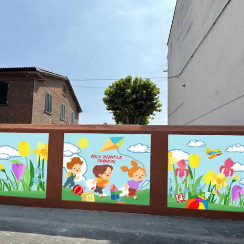 Il muro dell’asilo diventa un inno al colore: presto un murale realizzato anche dai bambini