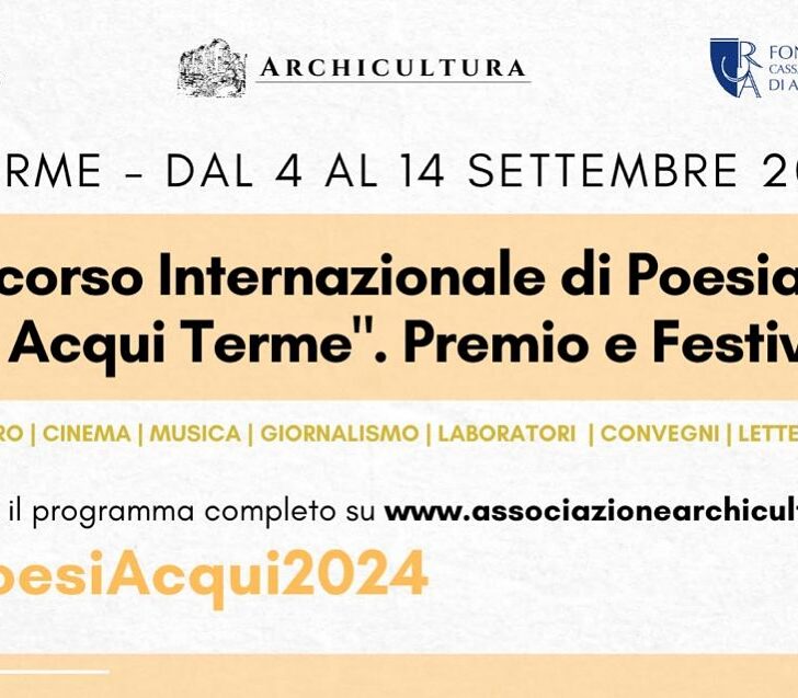 Concorso Internazionale di Poesia Città di Acqui: il programma degli eventi dal 4 al 14 settembre