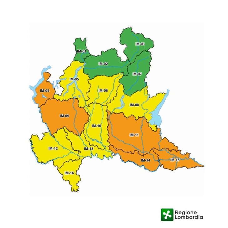 Allerta arancione in Lombardia per temporali: piogge forti e fenomeni intensi anche nel pavese