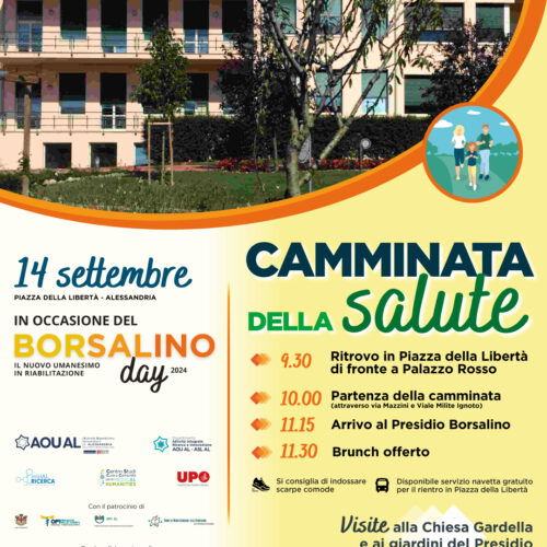 Borsalino Day: sabato 14 settembre la “Camminata per la salute” da Palazzo Rosso al Presidio Riabilitativo