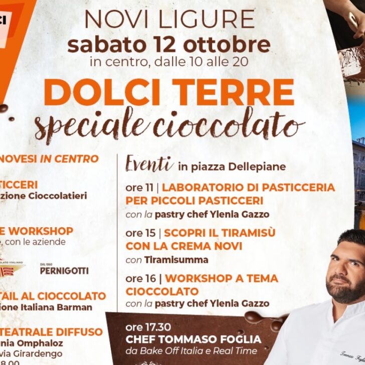 Dolci Terre a Novi è ancora più dolce. Il 12 ottobre un mare di cioccolato e da “Bake Off” arriva Tommaso Foglia  