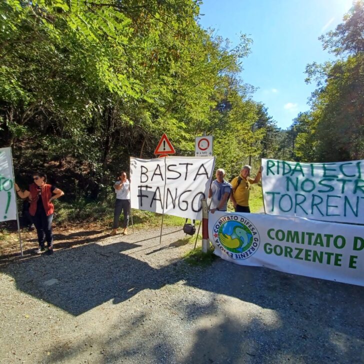 “Basta fango”: 300 persone alla manifestazione contro lo sversamento nei torrenti Gorzente e Piota