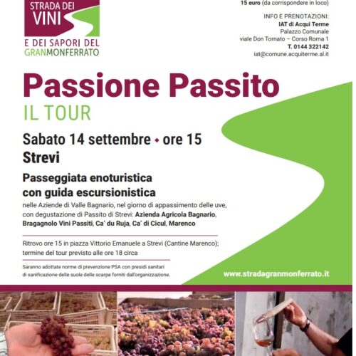 Sabato 14 settembre a Strevi la passeggiata enoturistica “Passione Passito”