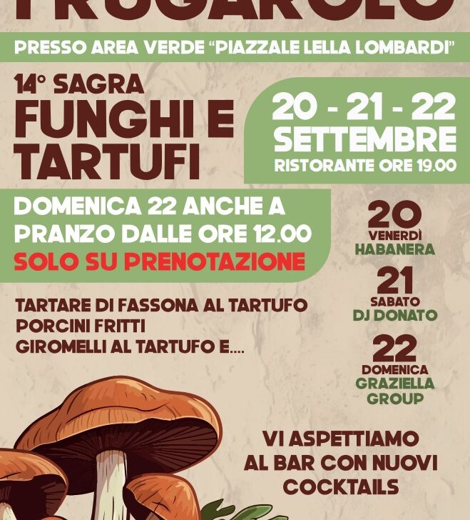 Dal 20 al 22 settembre la Sagra dei funghi e tartufi a Frugarolo