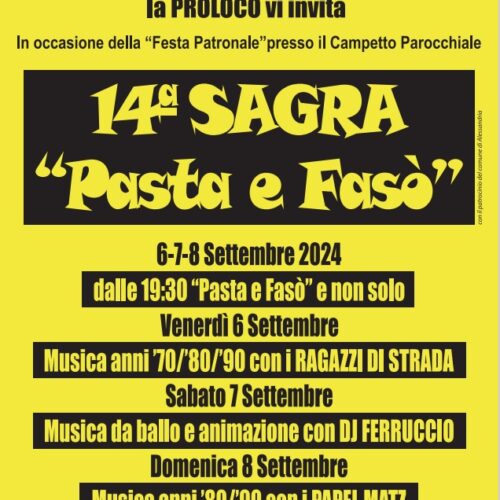 A Cantalupo la sagra della “Pasta e fasò”. Causa pioggia salta la serata di domenica 8 settembre