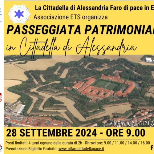 Sabato 28 settembre la “passeggiata patrimoniale” alla scoperta della Cittadella di Alessandria