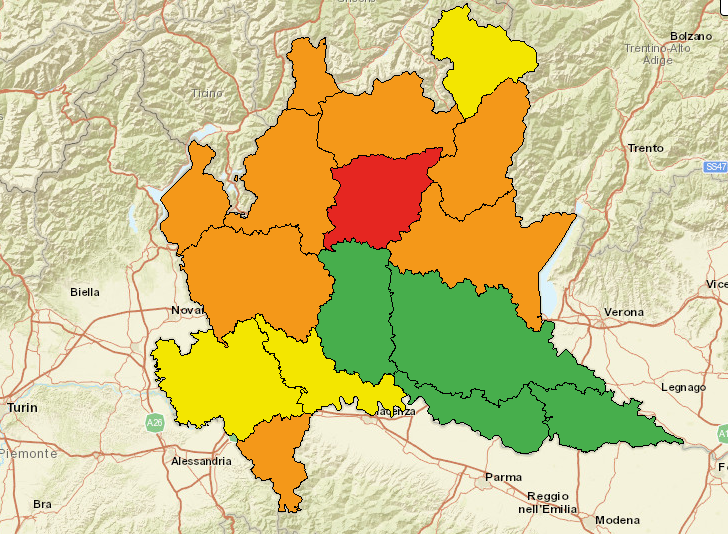 Maltempo: allerta rossa a Milano e in Lombardia, attesi temporali intensi