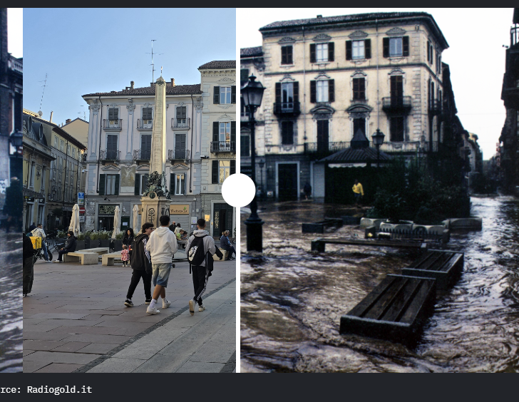 Come l’alluvione 1994 cambiò Alessandria: Piazzetta della Lega e via San Lorenzo ieri e oggi