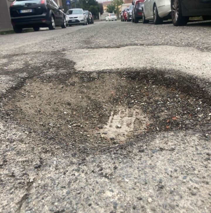 Buche ed erbacce in via Pasino ad Alessandria, una cittadina: “Situazione insostenibile”