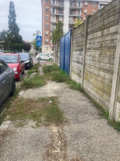 Buche ed erbacce in via Pasino ad Alessandria, una cittadina: “Situazione insostenibile”