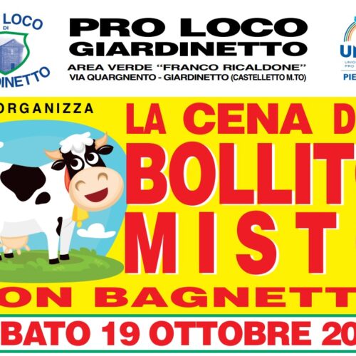 Sabato 19 ottobre la “cena del bollito misto con bagnetto” a Giardinetto