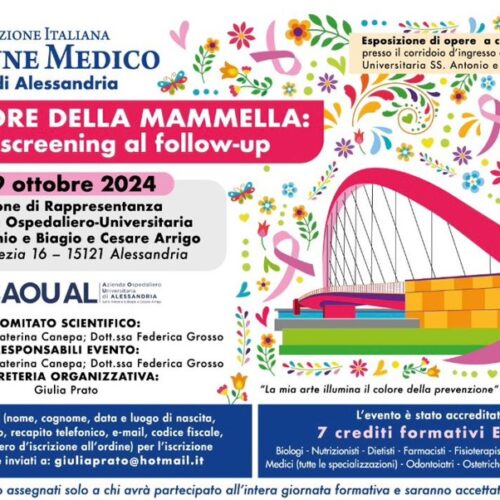 Medici ed esperti ad Alessandria per il congresso sul tumore alla mammella dell’Associazione Italiana Donne Medico