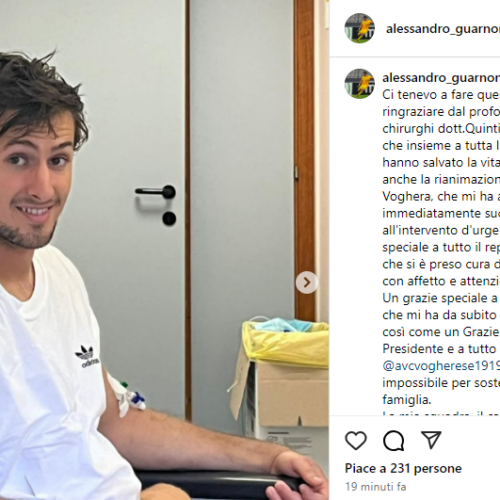 “Mi hanno salvato la vita”: il messaggio sui social del portiere Alessandro Guarnone