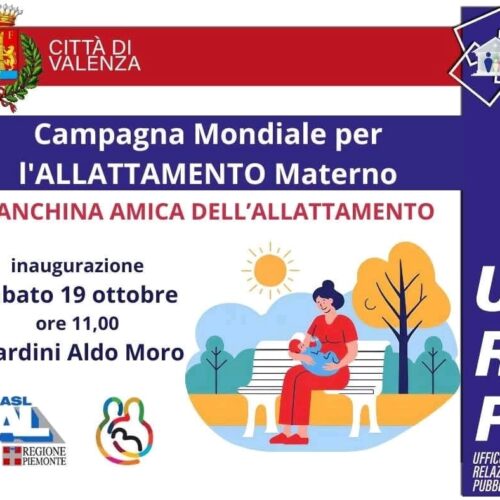 Allattamento materno: a Valenza sabato l’inaugurazione di una panchina ai giardini Moro