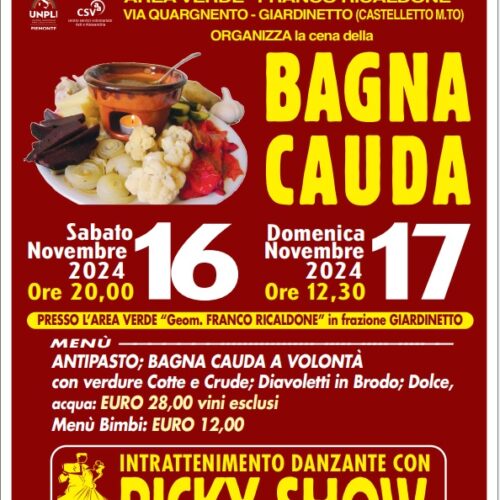 Sabato 16 e domenica 17 novembre la Bagna Cauda è protagonista a Giardinetto