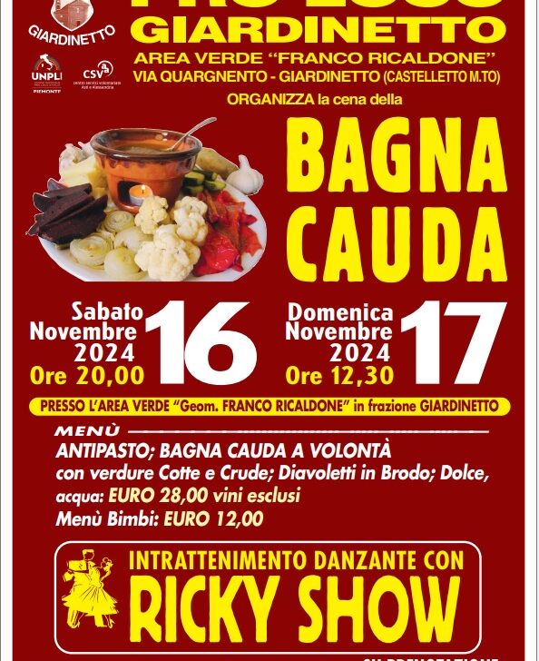 Sabato 16 e domenica 17 novembre la Bagna Cauda è protagonista a Giardinetto