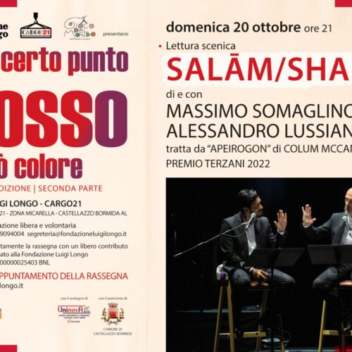 Il 20 ottobre la lettura scenica “Salam/Shalom” con Massimo Somaglino e Alessandro Lussiana