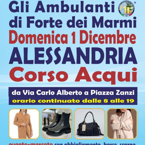 Domenica 1° dicembre “Gli Ambulanti di Forte dei Marmi®” ad Alessandria