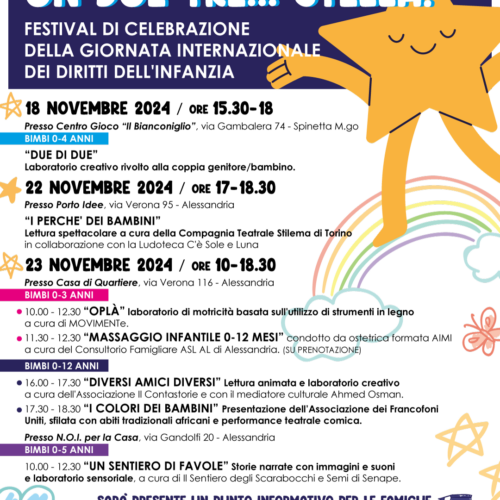 “Un due tre…Stella!”: ad Alessandria il festival di celebrazione della Giornata dei Diritti dell’Infanzia