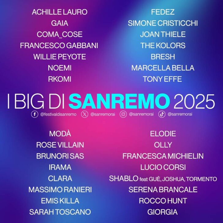 Da Achille Lauro a Giorgia, fino a Fedez e Tony Effe. Tutti i “Big” del Festival di Sanremo guidato da Carlo Conti