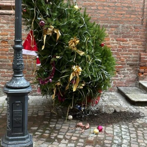 Altro atto vandalico in via San Lorenzo: danneggiato un albero di Natale