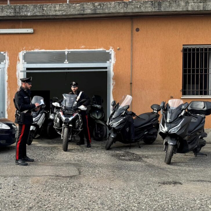 Garage con moto rubate a Santa Cristina e Bissone: tre persone identificate dai Carabinieri di Stradella