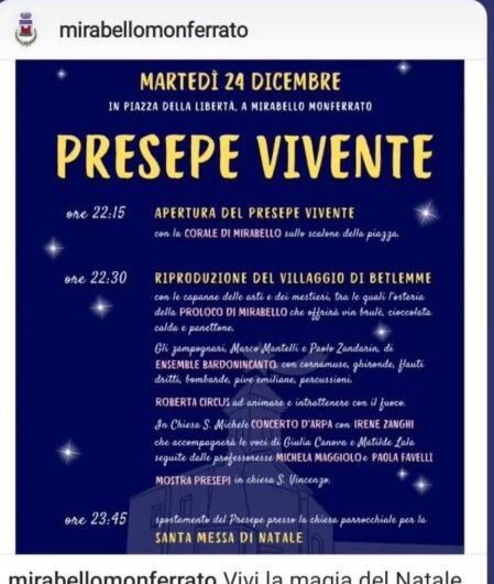 Mirabello diventa il “paese dei presepi” e la Vigilia di Natale la natività prende vita