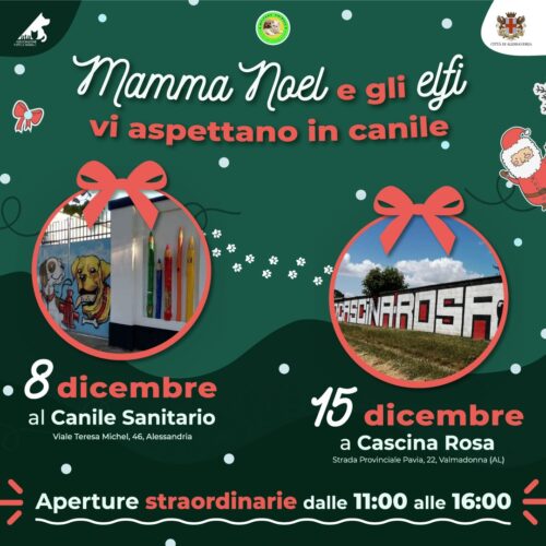 Mamma Natale al Canile di Alessandria per incontrare i piccoli e insegnare l’amore per i cani