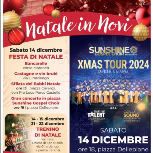 Sabato 14 dicembre grande festa di Natale a Novi con il concerto del Sunshine Gospel Choir