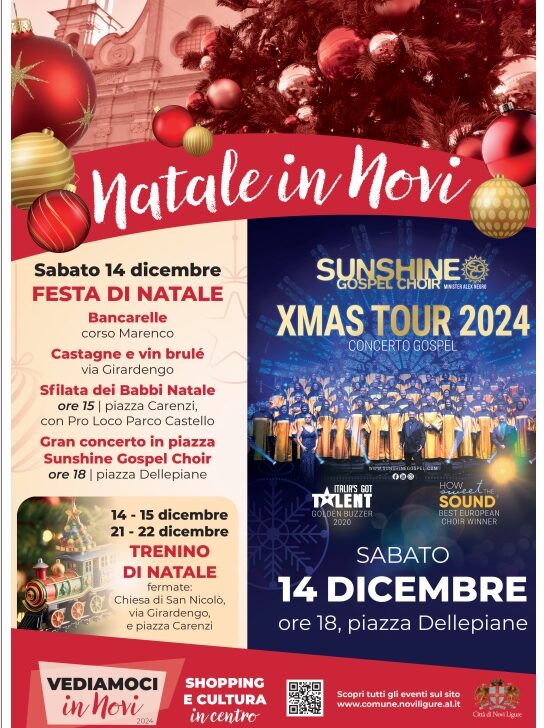 Sabato 14 dicembre grande festa di Natale a Novi con il concerto del Sunshine Gospel Choir