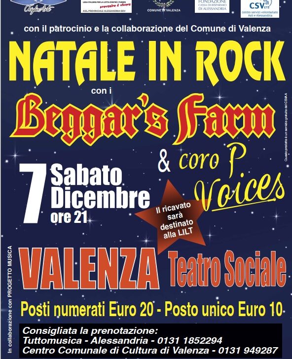 Il 7 dicembre “Natale in rock” al Teatro Sociale di Valenza a sostegno della Lilt