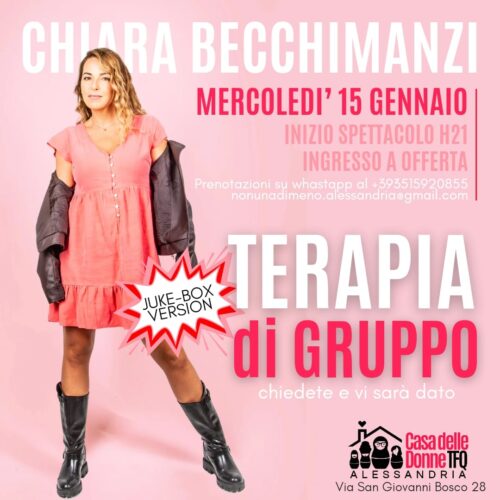 Il 15 gennaio alla Casa delle Donne di Alessandria la stand up comedy di Chiara Becchimanzi