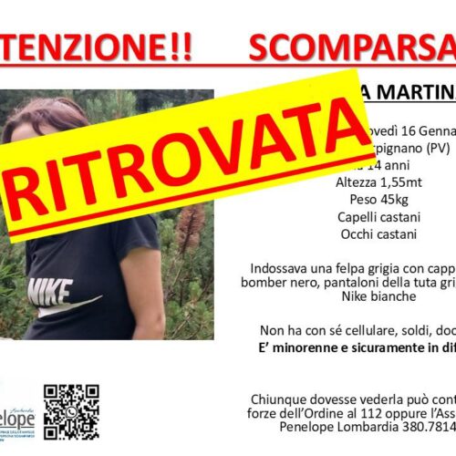 Scomparsa da una settimana. Appello per trovare Martina, studentessa pavese di 14 anni