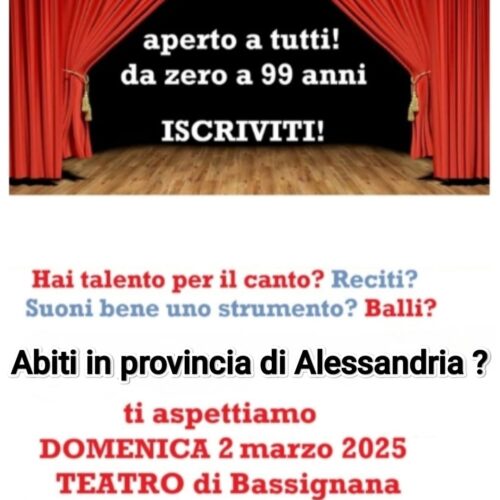 A Bassignana un talent show per scovare l’artista della provincia