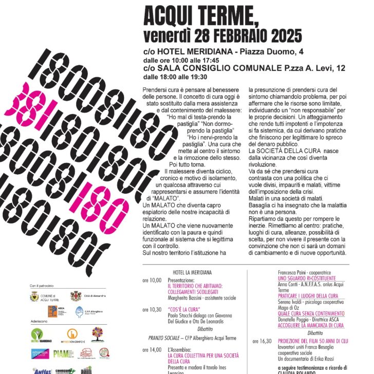 La rivoluzione della cura: venerdì ad Acqui Terme un incontro per ripensare il concetto di cura e salute