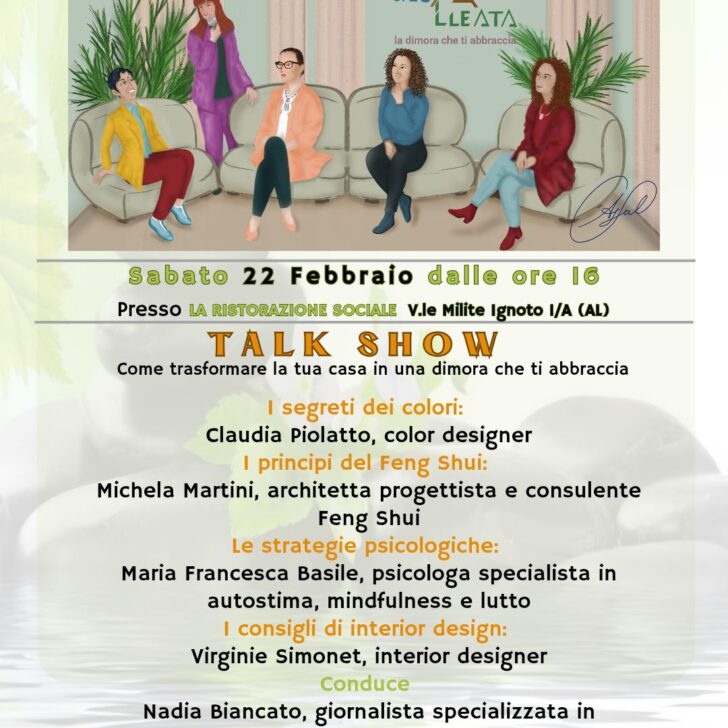 CasAlleata: sabato 22 febbraio ad Alessandria talk show sugli ambienti e il benessere psicofisico