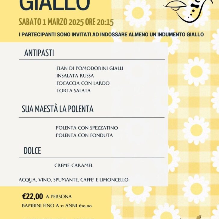 Sabato 1° marzo la “Cena in giallo” della Pro Loco di Valenza