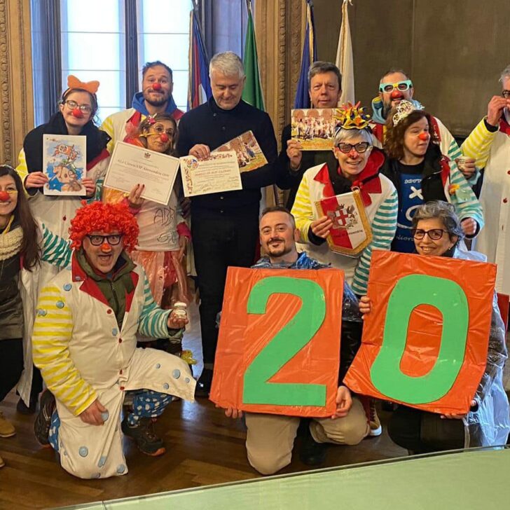 Il Comune di Alessandria premia l’associazione Alè Clown-VIP per i suoi primi venti anni