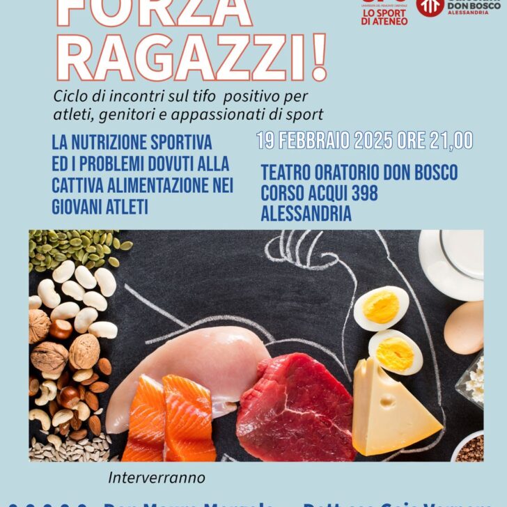 Giovani e sport: mercoledì 19 febbraio ad Alessandria nuovo incontro dedicato alla nutrizione